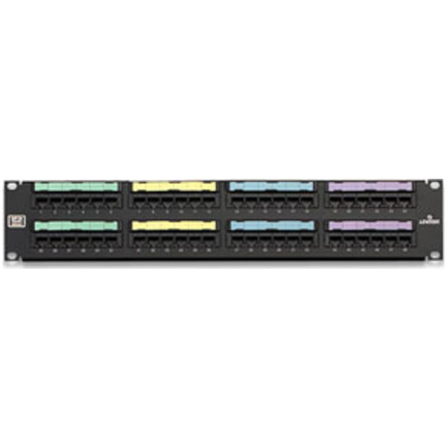 Cat 5e Universal Patch Panel, 48-port, 2RU. Includes Cable Management Bar