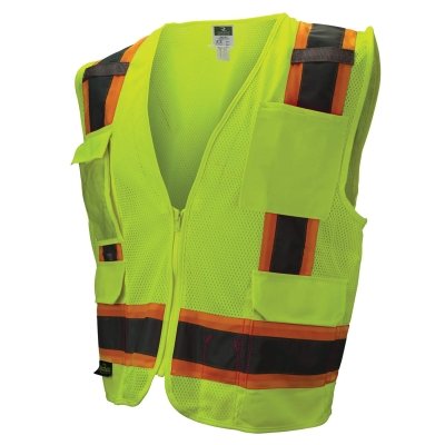 SV6 Type R Class 2 Two Tone Surveyor Mesh Safety Vest, X-Large, Hi-Vis Green