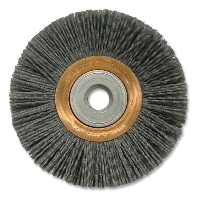 Maximum Density Crimped Wire Wheel Brush, 4 in dia, 5/8 in W face, Abrasive Nylon, 6000 RPM
