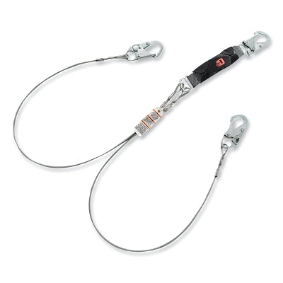 V-SERIES Leading Edge Safety Lanyard, 6 ft, Twin, Small Snaphooks, High Heat Cable, Fixed, 310 lb