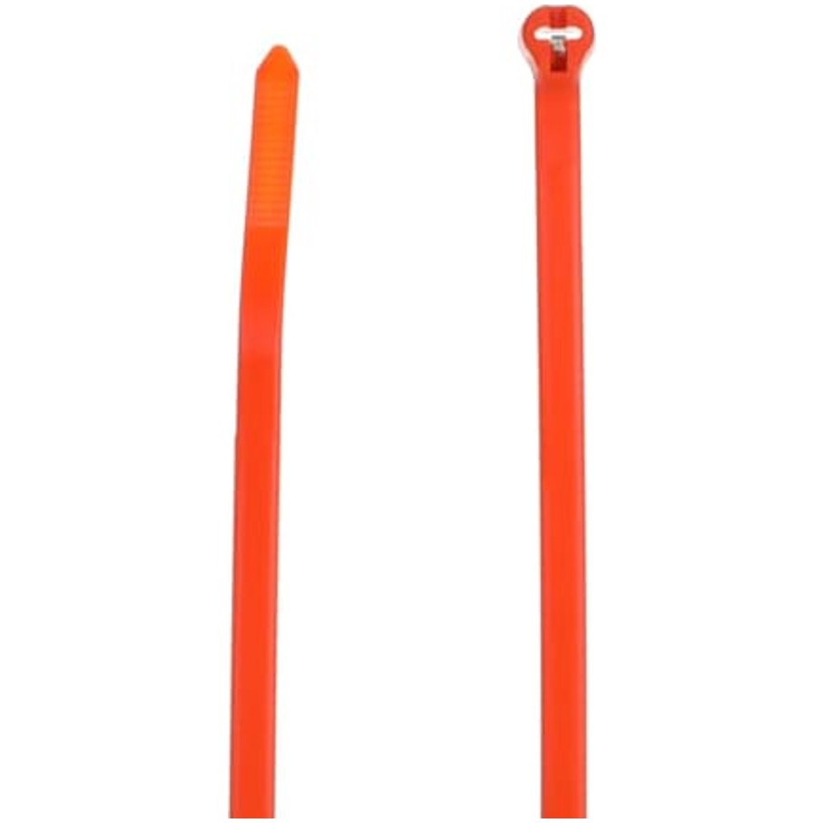 Ty Rap Cable Tie, Stainless Steel Locking Device, 7.31 L x 0.19 in. W, Orange Nylon