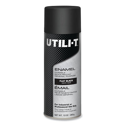 UTILI-T General Purpose Enamel Spray Paint, 10 oz, Black, Flat, Aerosol Can