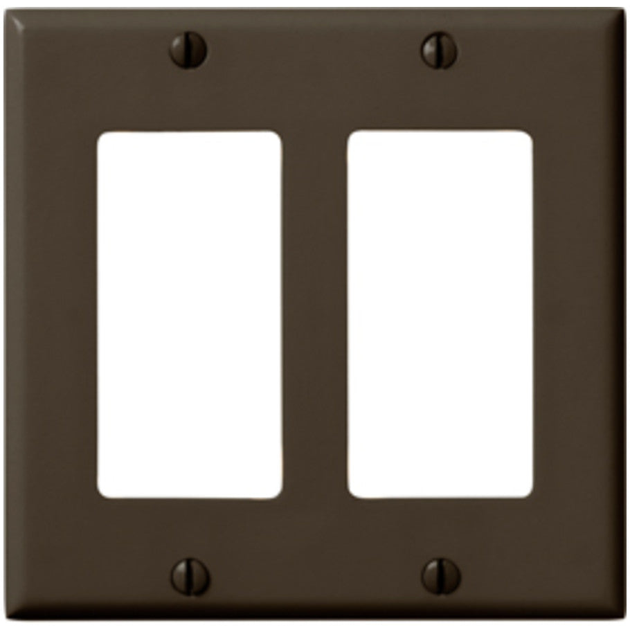 Decora/GFCI Device Wall Plate, Device Mount, Thermoset, 2-Gang, Brown
