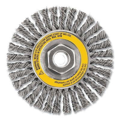 Wire Wheel Brushes, Carbon Stringer, 6 in dia, 5/8 in-11 TPI, 12000 RPM
