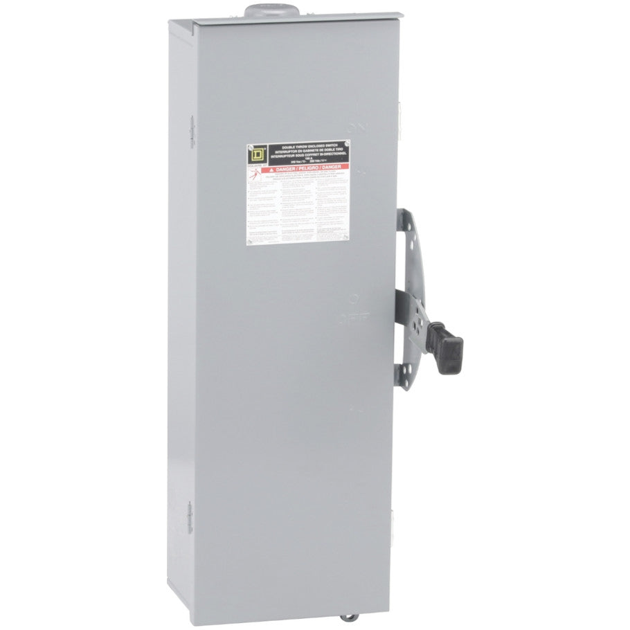 Safety Switch, Non-Fusible, Double Throw, 100A, 240V, 3-Pole, NEMA 3R, Galvannealed Steel, Indoor/Outdoor, Surface