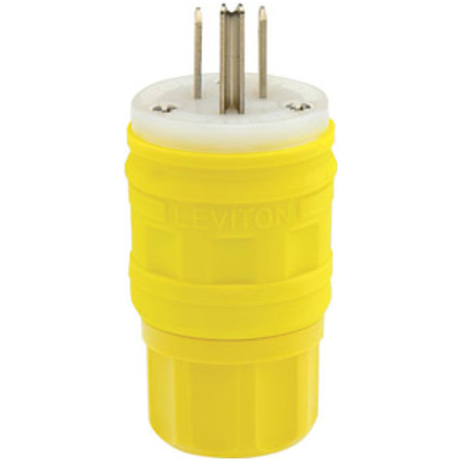 Wetguard Watertight Plug, Straight Blade, Industrial Grade, 15A 125V, 2P3W, Yellow Santoprene TPV