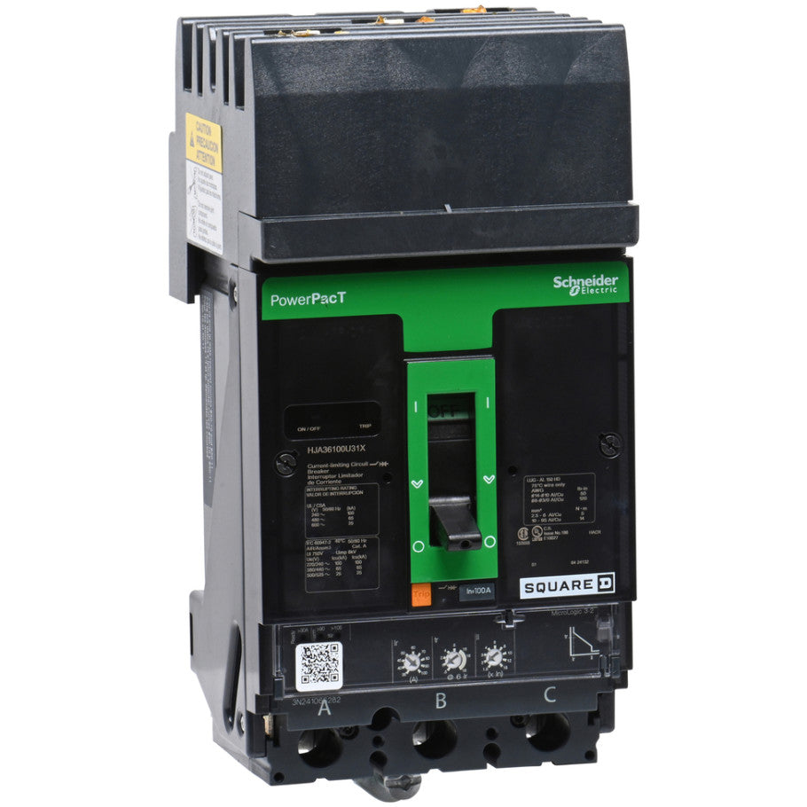 Molded Case Circuit Breaker, 100 A, 600 V, 3-Pole, I-Line Mount, 25 kA