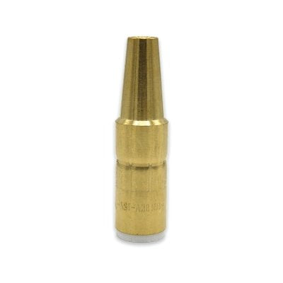 Acculock S Series Nozzle, Small, 3/8 in Bore, 1/8 in Recess, Brass, For Tapered Contact Tips