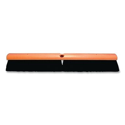 100% Selected Black Tampico Push Broom, 2-1/2 in L Trim x 24 in W Brush, Wood, Handle Sold Separately