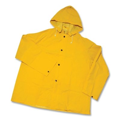 Rainsuit, Jacket w/Detachable Hood, 0.35 mm PVC/Polyester, Yellow, X-Large