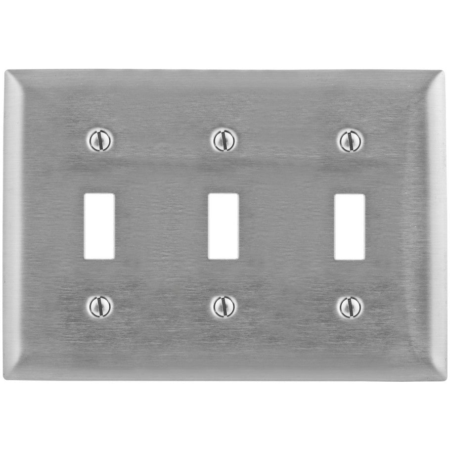 3 Gang Toggle Switch Type 302/304 Stainless Steel Wall Plate