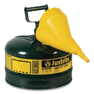Type l Steel Safety Can, Oil, 1 gal, Green, with Funnel