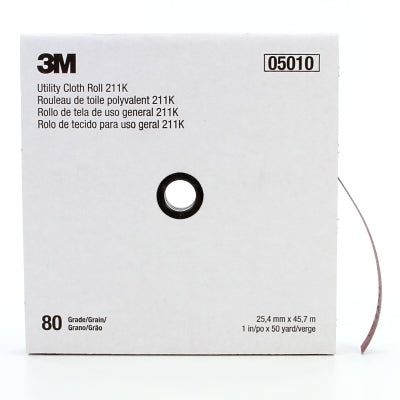 3M 051144-05010 211K Utility Cloth Rolls, 1 in, 50 yd, 80 Grit
