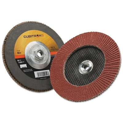 3M 051141-55609 Cubitron II Flap Discs 967A, 7 in dia x 5/8 in-11, T27 Quick Change, 60+, 8600 RPM
