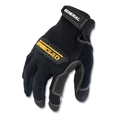 General Utility Work Gloves, Synthetic Leather Palm, Nylon Back, Medium, Black
