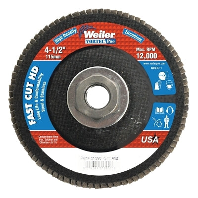 4-1/2" Vortec Pro High Density Abrasive Flap Disc, Flat