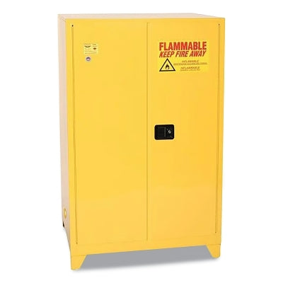 Flammable Liquid Storage Cabinet, Tower Standard 90, Manual-Close Door, 90 gal Cap, Yellow, Incl Adj 4-in Legs