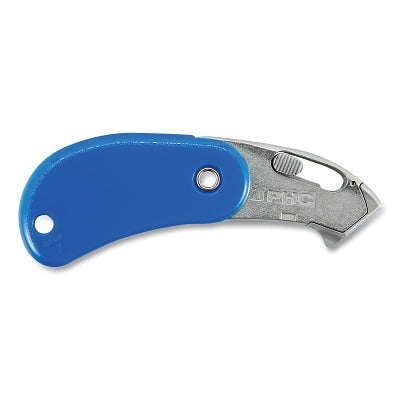 Pocket Safety Knife, PSC2-700, Auto-Retract, Blunt Tip, Carbon Steel, Blue