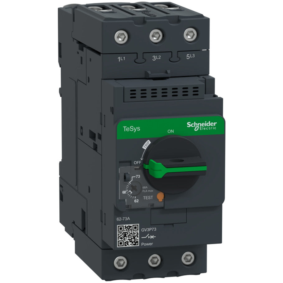 Motor circuit breaker, TeSys Deca, 3P, 62-73 A, Thermal Magnetic, EverLink terminals
