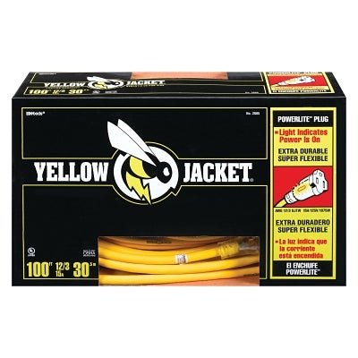 Yellow Jacket Power Cord, 100 ft, 1 Outlet, Yellow