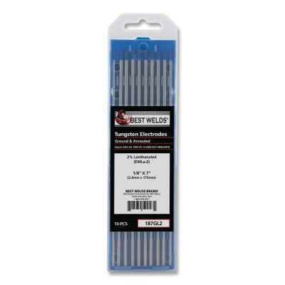 2% Lanthanated Tungsten Electrode, 1/8 in x 7 in, 10 PK