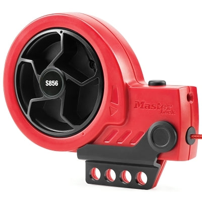 Cable Lockout Device with Steel Core Cable, Retractable, 1/8 in D x 9 ft, Red