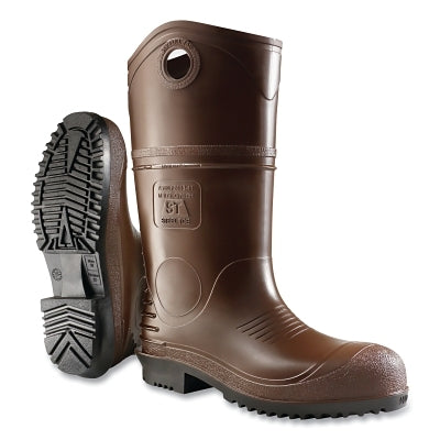 DuraPro XCP Rubber Boots, Steel Toe, Men's 11 16 in Boot, PVC, Brown/Black