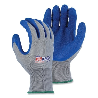 SuperDex Lightweight Latex Gloves, 10/Large, Gray with Blue Coating