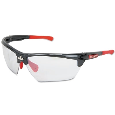 Dominator DM3 Safety Glasses, Polycarbonate Clear Lens, MAX3, Gun Metal Polycarbonate/Red TPR