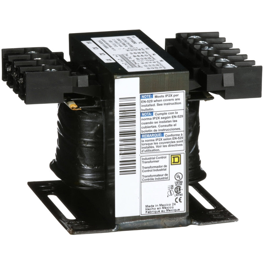 Transformer, Type T, industrial control, 100 VA, 240/480/600 VAC pri / 95/115/125 VAC second, 1 phase, 50/60 Hz, 55C
