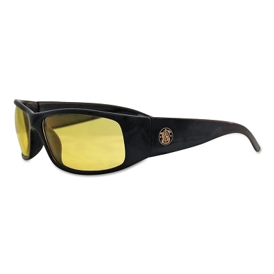 Elite Safety Glasses, Amber Polycarbonate Lens, Anti-Fog, Black, Nylon