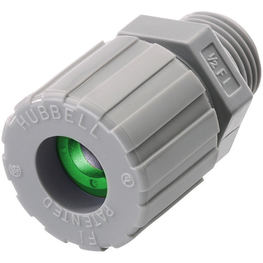 Kellems Corrosion Resistant Cord Connector, Nylon, Straight, Liquid Tight, 1/4 in., 0.06 to 0.13 in., Gray