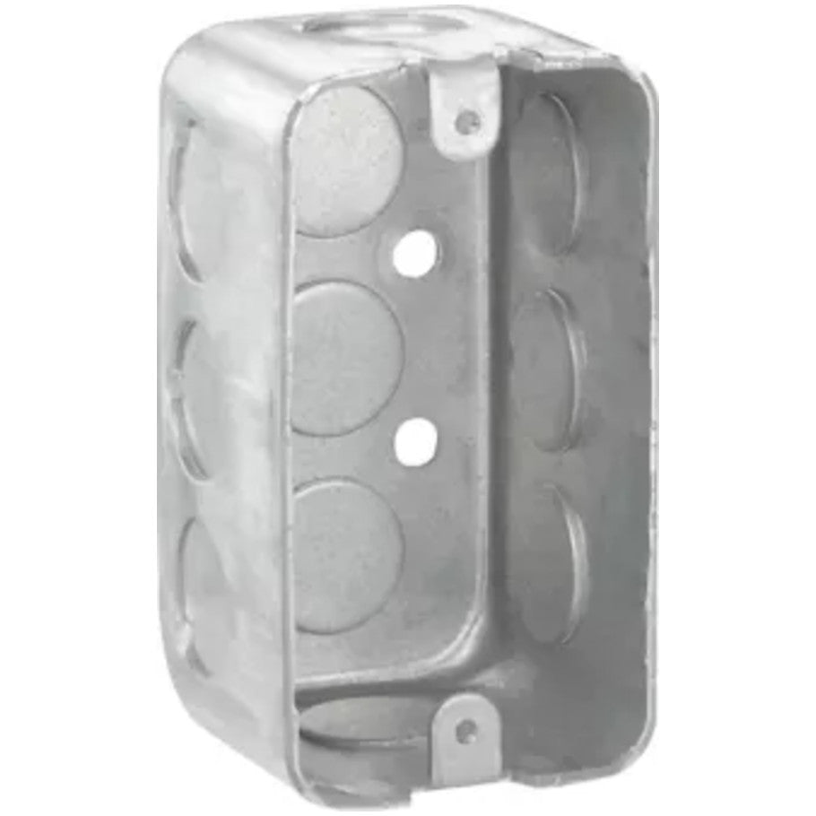 Utility Box, 4 x 2-1/8 in., Steel, 2-1/8 in. D, (8) 1/2 in. Side KO, (3) 1/2 in. Bottom KO