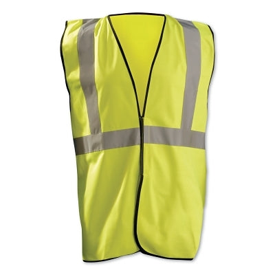 High Visibility Value Safety Vest, Std, Class 2 Type R, Polyester Solid, 2 in Refl Tape, No Pocket, Sm/Med, Yellow