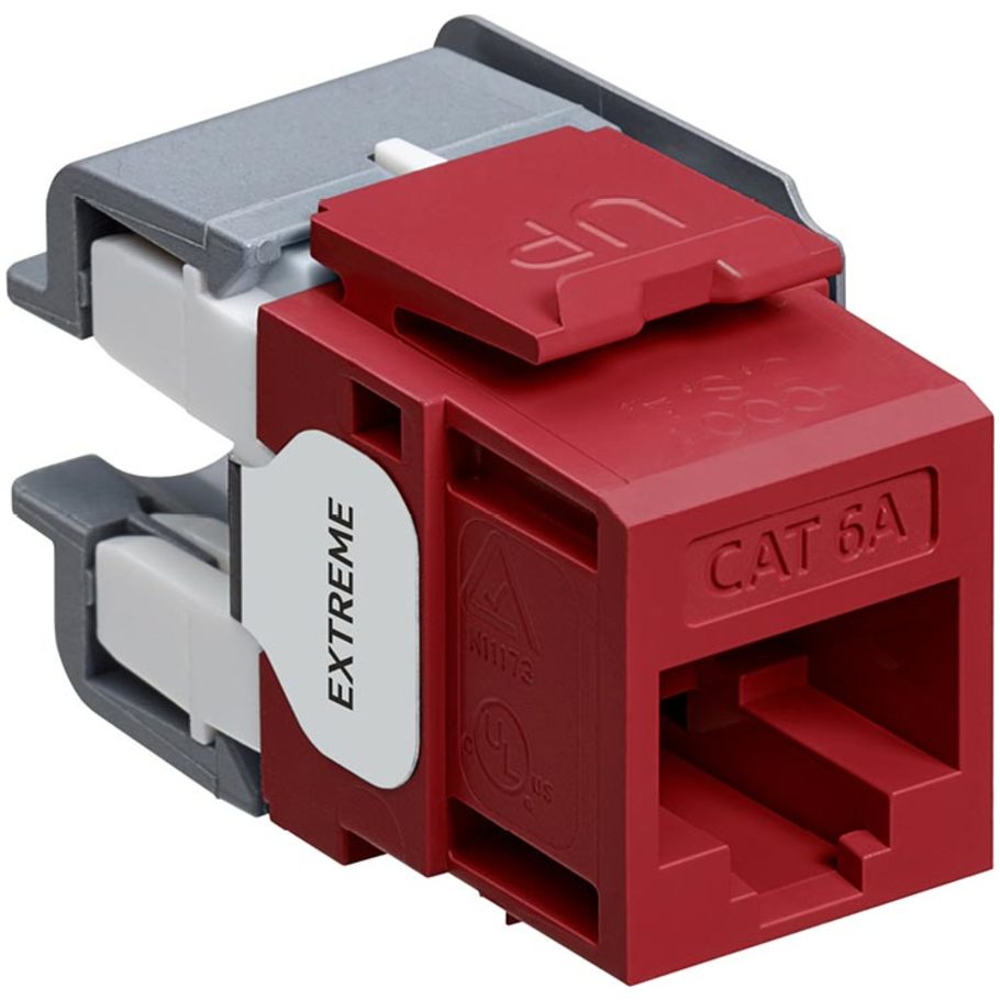 QuickPort eXtreme Cat 6A Channel-Rated Connector, Dark Red