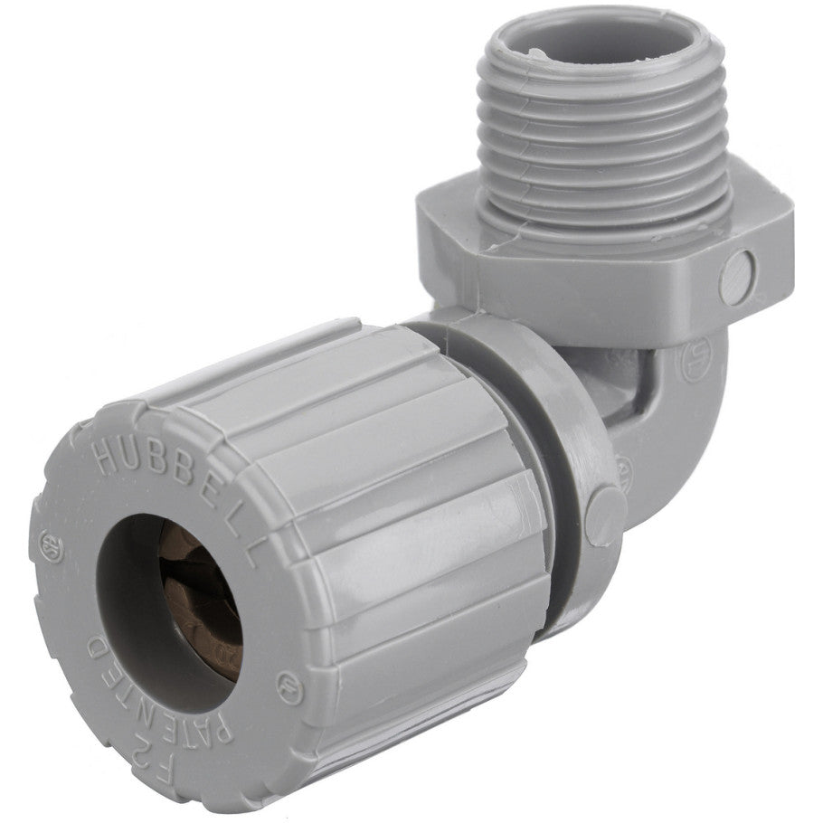 Kellems Male Cord Connector, Nylon, 90  176;, 1/2 in., 0.500 to 0.630 in., Gray