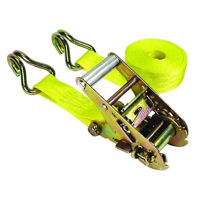 Ratchet Tie-Down Strap, Double-J Hooks, 1.75 in W x 15 ft L, 1666 lb Load Capacity