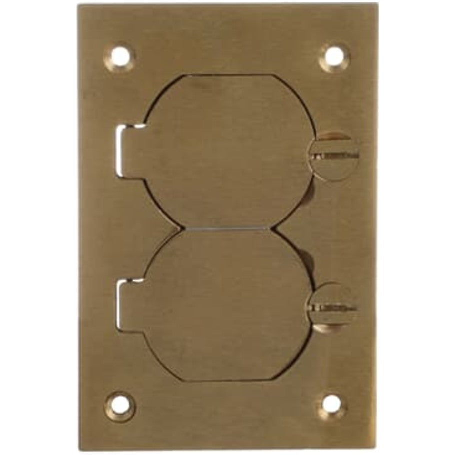 1-Gang brass (1) duplex receptacle cover plate used with 640, 740 and 840 Series floor boxes
