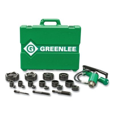 11-Ton Manual-Hydraulic Knockout Kit, Includes Ram/Hand Pump/Slug-Buster 1/2 in to 2 in/Standard Round 2-1/2 in to 4 in