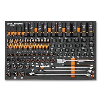 Bolt Biter Mechanics Tool Set, 97-pc, Metric/SAE, 1/4 in, 3/8 in and 1/2 in Drive, With Foam Tray