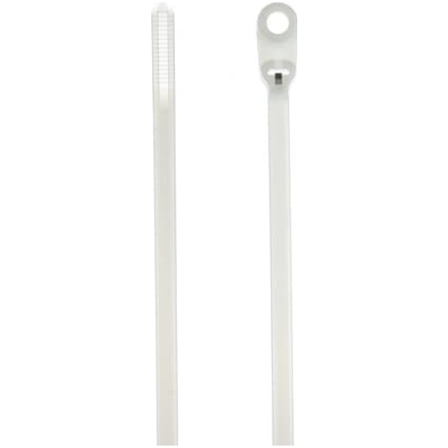 14.62 L x 0.19 in. W Natural Nylon Ty Rap Cable Ties With Stainless Steel Locking Device and No. 10 Mounting Hole