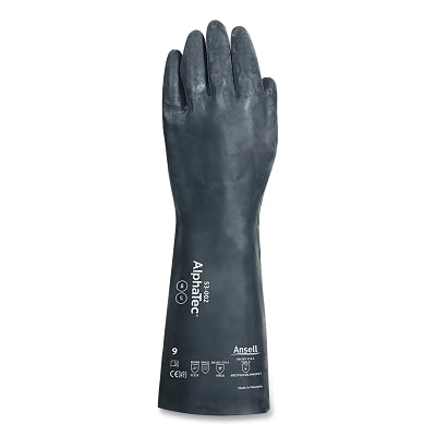 53-003 Chemical Gloves, Nylon Liner, Size 10, Black, Supported Gauntlet