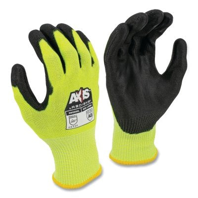 AXIS Cut Protection PU Coated Gloves, Small, Hi-Vis Green/Black