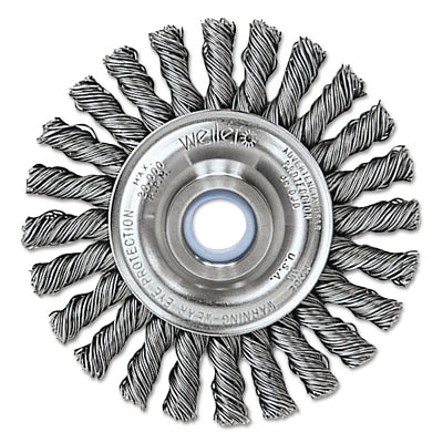 Cable Twist Knot Wire Wheel, 4 in dia x 1/4 in W Face, 0.020 in Steel Wire, 20000 RPM