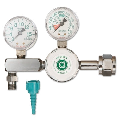 Oxygen Flow Gauge Regulator, 2 to 15 LPM, 3000 psi Inlet, CGA 540 Nut and Nipple