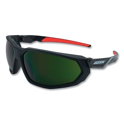 Hyperguard Safety Glasses, 5 IR Lens, Polycarbonate, Anti-Fog, Black Full Frame, Red Temple