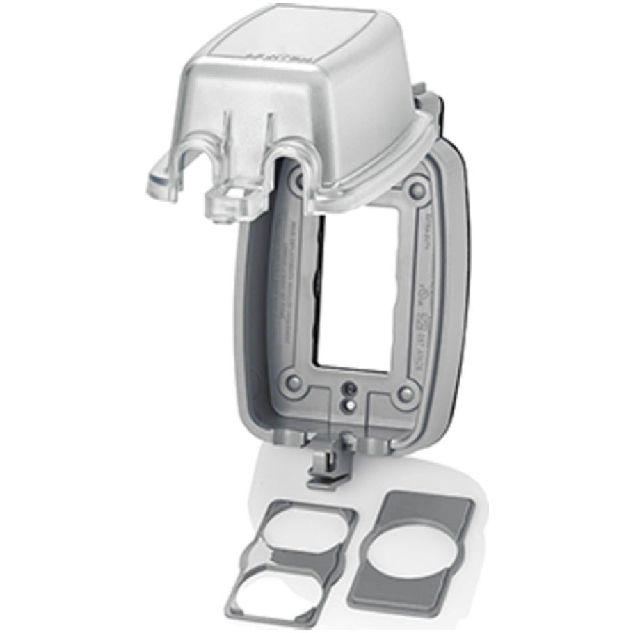 While-In-Use Cover, Extra-Duty, Polycarbonate, 1-Gang, Clear, Device Mount, Vertical