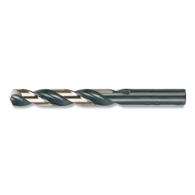 1878 Heavy-Duty Black and Gold with Flats Jobber-Length Drill Bit, 0.1960 in dia Cutting, 3.625 in dia OAL, #9 Wire