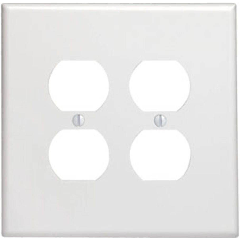 Thermoset 2 Gang Device Mount Oversized Duplex Receptacle Wall Plate, White