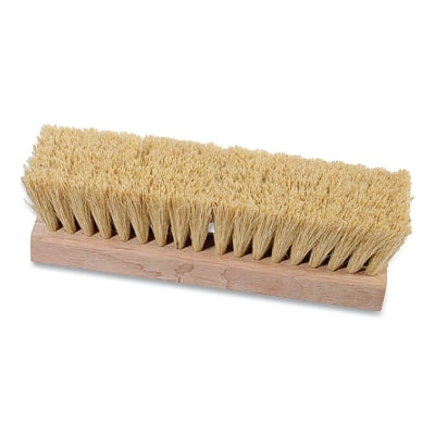 Deck Scrub Brushes, 10 in Hardwood Block, 2 in L Trim, White Tampico